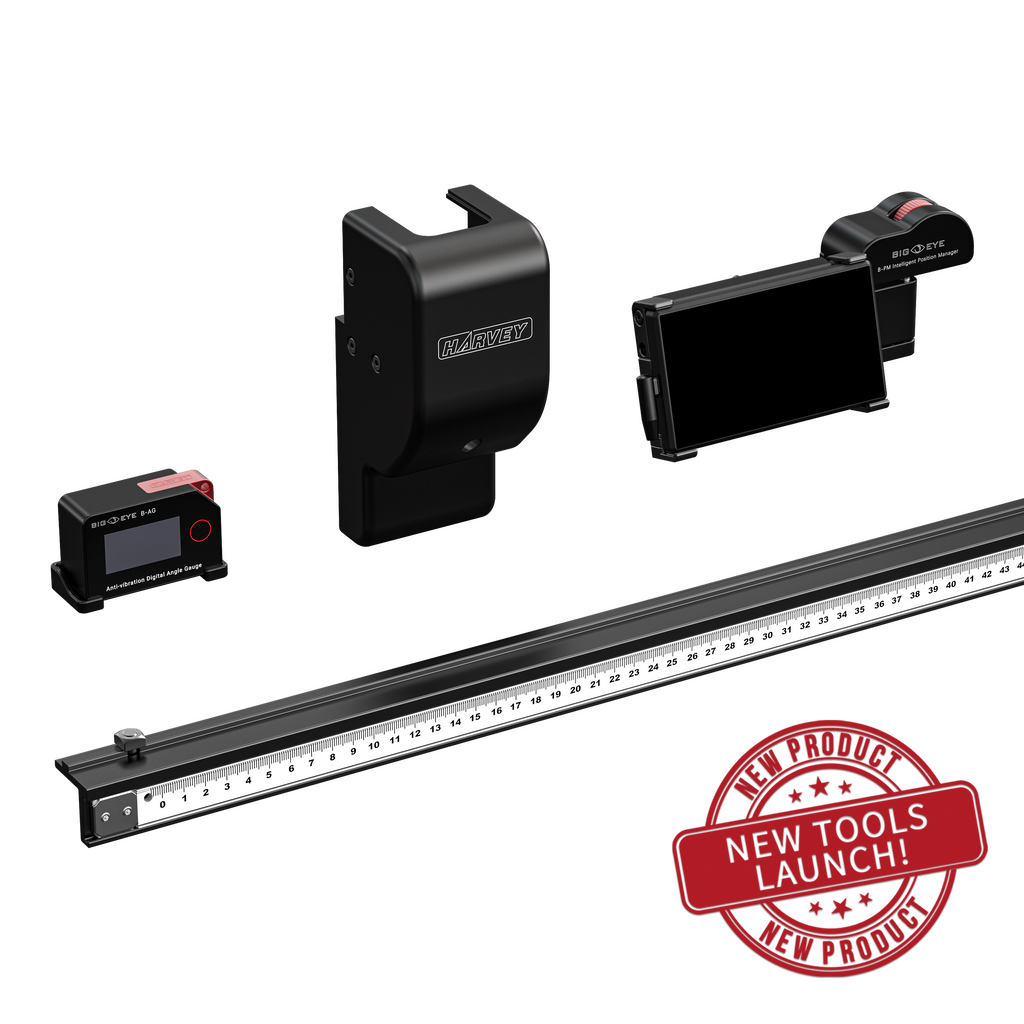 Set of black tools with a 'New Product Launch!' stamp on a white background